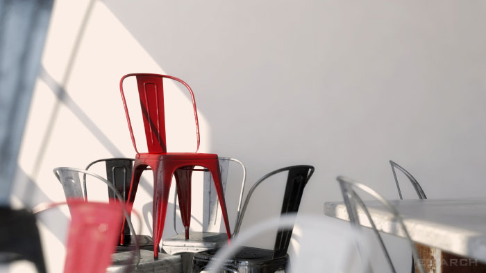 detail: Tolix inspired metal chairs